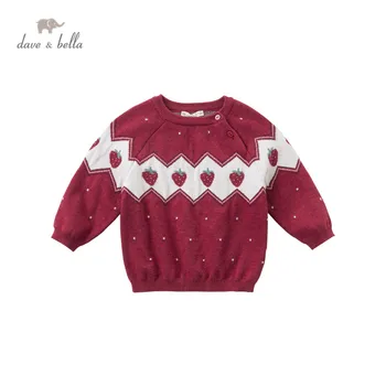 DBZ15990 dave bella iarna copil drăguț fete de Crăciun fructe tricotate pulover copii moda copilul boutique topuri