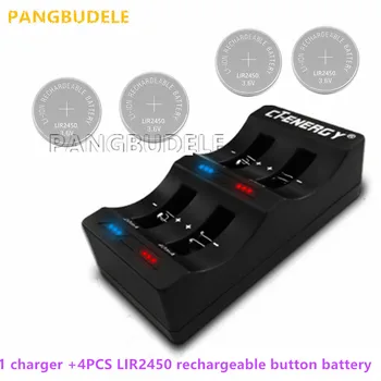 Universal de înaltă Calitate, Interfață USB cu 4 Sloturi 1BUC Incarcator + 4BUC Reîncărcabilă Baterie Buton LIR2450 Baterie Buton