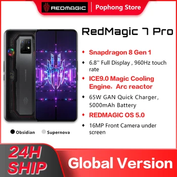 Originale Versiune Globală Nubia RedMagic 7 Pro Gaming Telefon 6.8 inch 120Hz AMOLED Snapdragon 8 Gen 1 Octa Core 64MP