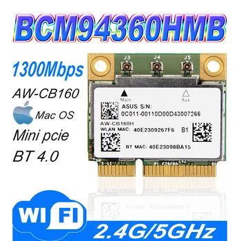 AzureWave AW-CB160H Broadcom BCM94360HMB 802.11 AC 1300Mbps Wireless WIFI WLAN, Bluetooth 4.0, Mini PCI-E Card + 20cm MHF4 Antena