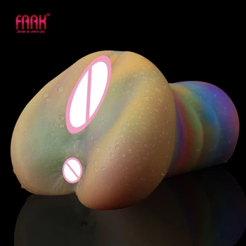 FAAK Luminos Vagin Artificial din Silicon Buzunar Pizde pline de culoare de sex Masculin Masturbator Stralucitoare în Întuneric Anal Moale Jucarii Sexuale Pentru Barbati