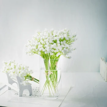 20cm Mini Alb, Gypsophila Flori Artificiale Nunta DIY Decor Buchet Aranjament Plastic Copii Respirație Fals Flori Decor Acasă