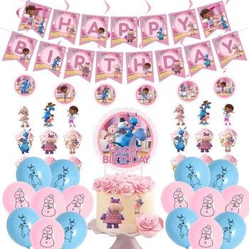 1Set Doc McStuffins Thema Latex, Baloane Geburtstag Banner Kuchen Joben Party Decor Mädchen Kinder Geburtstag Luftballons Kinder