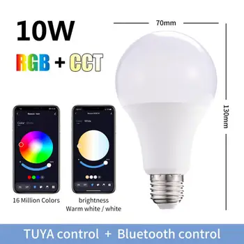 Tuya Smart Home Bec Led 10W Lumina Bluetooth-compatibil E27 RGBW Led Lampă de Culoare Schimbare Lampada RGB+CCT Decor Acasă AC85-265V