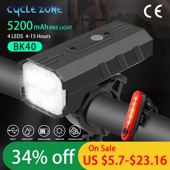 CYCLEZONE BK40 Biciclete Lumina USB Reîncărcabilă T6 LED Biciclete Lumina 6/7 Moduri de MTB Lanternă Frontală Cu Lampa Stop Spate Bicicleta