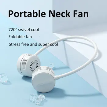 JISULIFE USB Portabil Gât Fan 360°Reglabil Lamă Gât Ventilator USB Reîncărcabilă Furtun Flexibil Hands Free Fan Jurul Gâtului