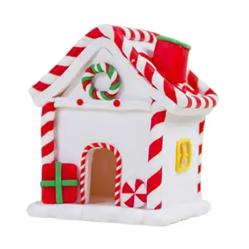 Crăciun Fericit Decoratiuni In Miniatura Cabana Ornamente Luminat De Turtă Dulce De Zăpadă Case Candy Casa De Lut Pictat Păpuși Dec